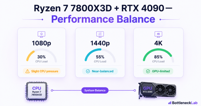 Ryzen 7 7800X3D and RTX 4090 CPU-GPU bottleneck balance at 1080p, 1440p, and 4K